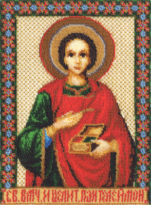 Размер вышивки: 107х145...  Вышивание бисером Икона Св. Великомученика и целителя Пантелеймона, PANNA...